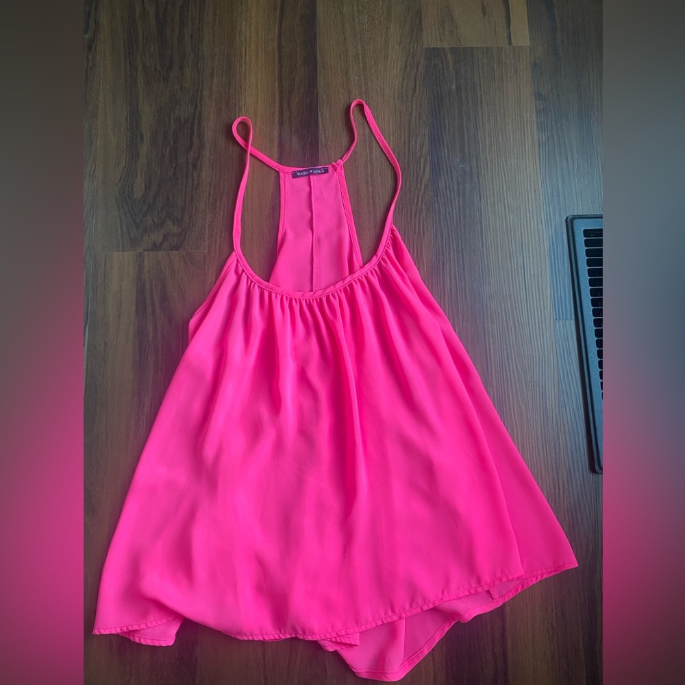 Hot pink tank top with open back